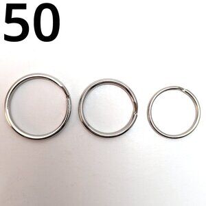50 Split Keyrings Jump Rings Double Loop Stainless Steel Size 1.25" & 1" & 0.75"